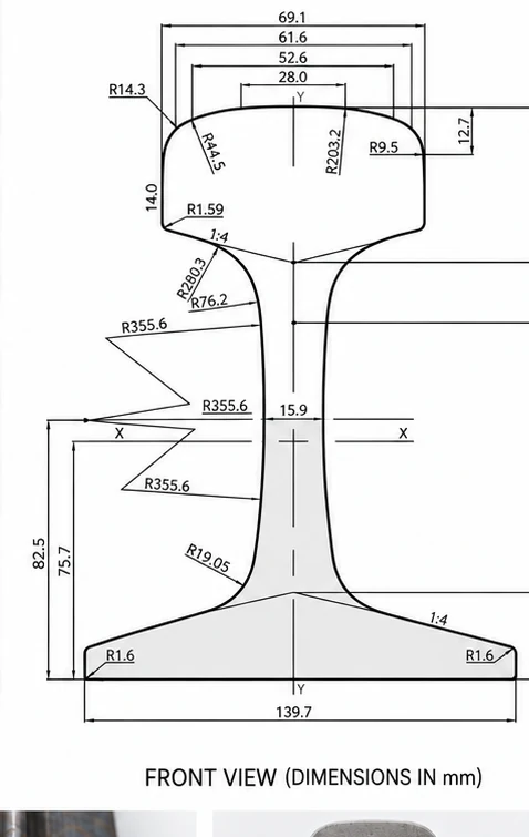 115RE front view with dimensions